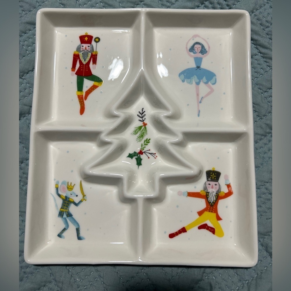 Tag Nutcracker Divided Holiday Dish 9x10.5”